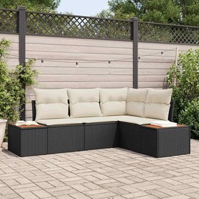 vidaXL Σετ Καναπέ Κήπου 4 pcs Μαύρο και κρεμ 209 x 154 x 85 εκ