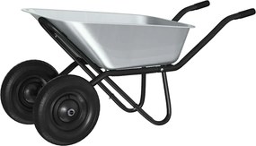 vidaXL Τροχόσπιτο Ασημί και Μαύρο 137 x 60 x 65,5 εκ Ατσάλι