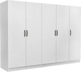 Ντουλάπα ρούχων Victoria Megapap πεντάφυλλη χρώμα λευκό 250x60x181εκ.