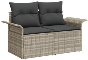 vidaXL Σετ Καναπέ Κήπου 9 τεμαχίων με Μαξιλάρια Poly Rattan Ανοιχτό Γκρι