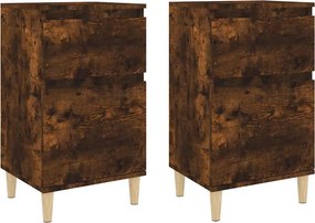 vidaXL Κομοδίνα 2 τεμ. Καπνιστή Δρυς 40x35x70 εκ.