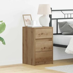 vidaXL Κομοδίνο με LED Φώτα Μασίφ Δρυς Επεξεργασμένο Ξύλο