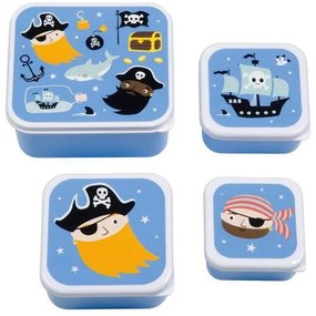 A Little Lovely Company Σετ 4 Δοχεία Φαγητού Lunch And Snack Box - Pirates SBSEPI80