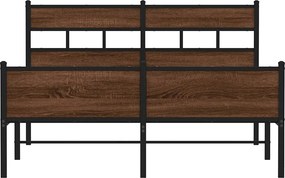 vidaXL Σκελετός Κρεβ. Χωρίς Στρώμα Καφέ Δρυς 160x200 εκ. Μεταλλικό