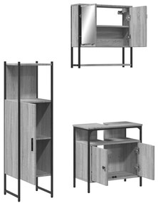 vidaXL Σετ Επίπλων Μπάνιου 3 Τεμαχίων Γκρι Sonoma Επεξεργασμένο Ξύλο