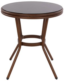 Τραπέζι MOSES Αλουμινίου Bamboo look Καφέ με Γυαλί Φ70x76Υ εκ. 70x70x76 εκ.