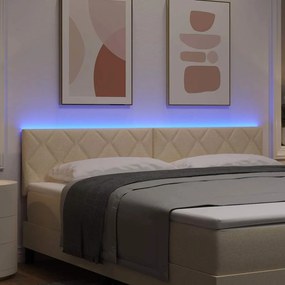 vidaXL LED κεφαλάρι Κρεμ 180 cm ύφασμα