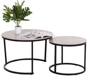 ΤΡΑΠΕΖΙA ΣΑΛΟΝΙΟΥ ΣΕΤ 2ΤΜΧ TALOS HM18140.01 ΚΕΡΑΜΙΚΟ TOP ΜΕ ΟΨΗ ΛΕΥΚΟΥ ΜΑΡΜΑΡΟΥ Φ70+Φ50