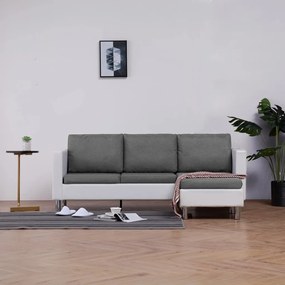 282202 282202 vidaXL 3-Seater Sofa with Cushions White Faux Leather Λευκό, 1 Τεμάχιο