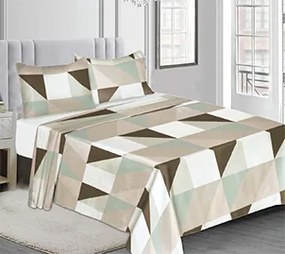 Σετ σεντόνια "SUENO" 3τμχ από ύφασμα σε καφέ χρώμα με σχέδια 230x260