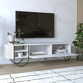 Έπιπλο τηλεόρασης Giovanni Megapap από μελαμίνη χρώμα λευκό 151x35x43εκ.