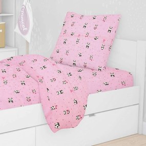 Μαξιλαροθήκη Παιδική Panda 111 Pink DimCol 35X45 100% Βαμβάκι