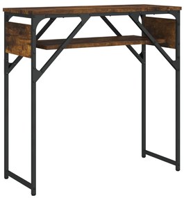 vidaXL Τραπέζι Κονσόλα με Ράφι Καπνιστή Δρυς 75x30x75 εκ. Επεξ. Ξύλο