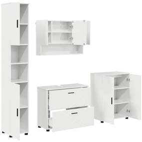 vidaXL Σετ Επίπλων Μπάνιου 4 pcs Γυαλιστερό λευκό 30 x 35 x 192 εκ.