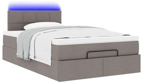 vidaXL Οθωμανικό κρεβάτι με στρώμα & LEDs Taupe 120x190cm ύφασμα