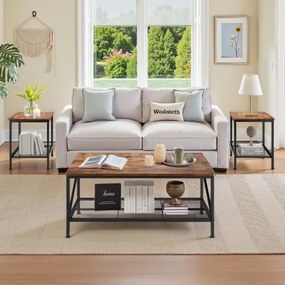 VEVOR 3 Pieces Living Room Table Sets 41.3 in Coffee Table with 2 End Tables