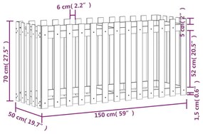 Ζαρντινιέρα Υπερυψωμένη Σχ Φράχτη 150 x 50 x 70 εκ. Μασίφ Πεύκο - Καφέ
