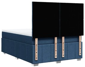 Κρεβάτι Boxspring με Στρώμα Μπλε 140x200 εκ. Υφασμάτινο - Μπλε