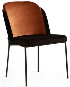 Καρέκλα Dore (Σετ 2Τμχ) 974NMB1715 54x55x86cm Terracotta-Black Βελούδο, Μέταλλο
