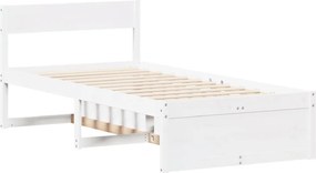 vidaXL Σκελετός Κρεβ. Χωρίς Στρώμα Λευκό 75x190 εκ Μασίφ Πεύκο