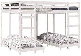 vidaXL Σκελετός Κουκέτας Τριών Επιπέδων Λευκό 140 x 200 cm