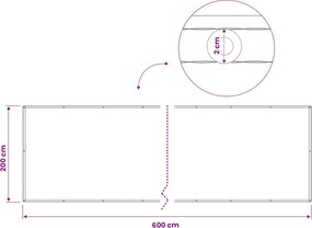 vidaXL Αδιάφανο σκίαστρο μπαλκονιού 200 x 600 cm