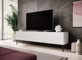 Έπιπλο Tv Niki 200x53x45cm Λευκό Ματ / Μαύρα Πόδια - BOG4589