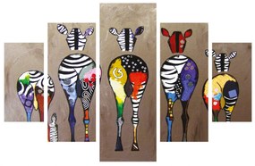 ΠΙΝΑΚΑΣ ΠΕΝΤΑΠΤΥΧΟ MDF COLORFUL ZEBRAS 82Χ56x3 HM7207.03