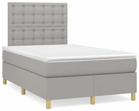 VidaXL Κρεβάτι Boxspring με Στρώμα & LED Αν.Γκρι 120x190εκ. Υφασμάτινο