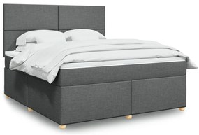 vidaXL Κρεβάτι Boxspring με Στρώμα Σκούρο Γκρι 180x200 εκ Υφασμάτιν