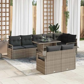 vidaXL Σετ Καναπέ Κήπου με αποθήκευση 9 pcs Γκρι Πολυ ράταν