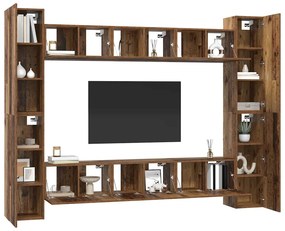 vidaXL Σετ επίπλου τηλεόρασης 10 pcs Παλαιό ξύλο 30.5 x 30 x 90 cm