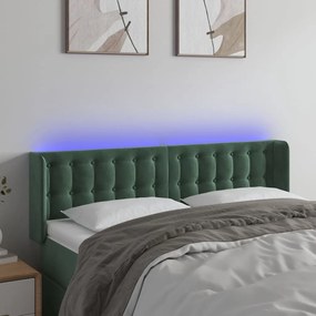 Κεφαλάρι Κρεβατιού LED Σκούρο Πράσινο 147x16x78/88εκ. Βελούδινο - Πράσινο