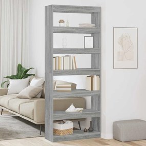 vidaXL Βιβλιοθήκη Άλλο Γκρι sonoma 80 x 30 x 198 εκ Επεξεργασμένο ξύλο