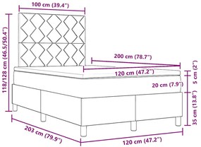 vidaXL Κρεβάτι με ελατήρια με στρώμα Μαύρο 120 x 200 cm ύφασμα