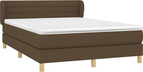 vidaXL Κρεβάτι Boxspring με Στρώμα Σκούρο Καφέ 140x200 εκ Υφασμάτινο