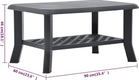 vidaXL Τραπεζάκι Σαλονιού Ανθρακί 90 x 60 x 46 εκ. Πλαστικό