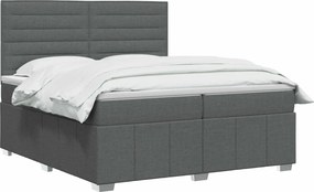 vidaXL Κρεβάτι box spring με στρώμα Σκούρο Γκρι 200 x 200 cm Ύφασμα
