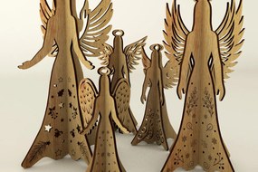 Σετ των 2 Intra απο ξύλο plywood 3mm-4mm πάχος – Σετ Ξύλινα Διακοσμητικά Άγγελοι Δίασταση 20x20 cm INTRAFABR-110619981