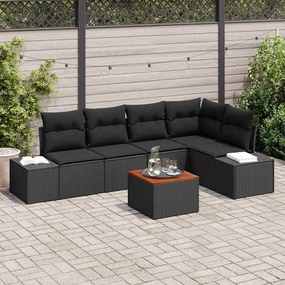 vidaXL Σετ Καναπέ Κήπου με μαξιλάρι 6 pcs Μαύρο Πολυ ράταν