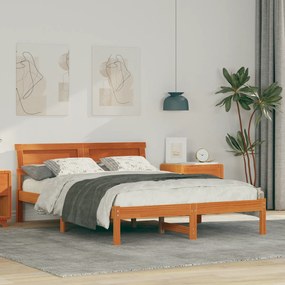 vidaXL Σκελετός Κρεβατιού Καφέ κεριού 140 x 190 cm Ξύλο πεύκου