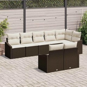 vidaXL Σετ Καναπέ Κήπου 8 pcs Καφέ και Λευκό συνθετικό ρατάν
