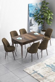 Extendable Dining Table &amp; Chairs Set (7 Pieces) Han - Baroque, Brown Baroque
Brown
