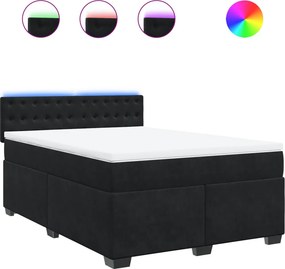 vidaXL Κρεβάτι Boxspring με Στρώμα Μαύρο 140x190 εκ. Βελούδινο