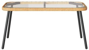 vidaXL Τραπέζι καφέ Φυσικό 90x45x42 εκ. Πολυ Ρατάν