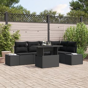 vidaXL Σετ Καναπέ Κήπου 6 pcs Μαύρο 100 x 55 x 73 εκ. PE ρατάν