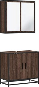 vidaXL Σετ Επίπλων Μπάνιου 2 Τεμαχίων Καφέ Δρυς από Τεχν. Ξύλο