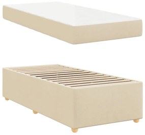 vidaXL Σκελετός Κρεβατιού με στρώμα Κρεμ 90 x 200 cm ύφασμα