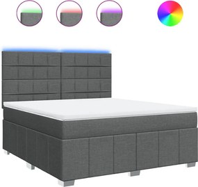 vidaXL Κρεβάτι Boxspring με Στρώμα Σκούρο Γκρι 180x200 εκ Υφασμάτιν