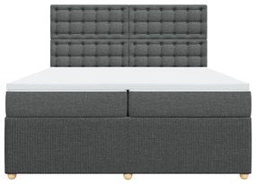 vidaXL Κρεβάτι Boxspring με Στρώμα Σκούρο Γκρι 200x200 εκ. Υφασμάτινο